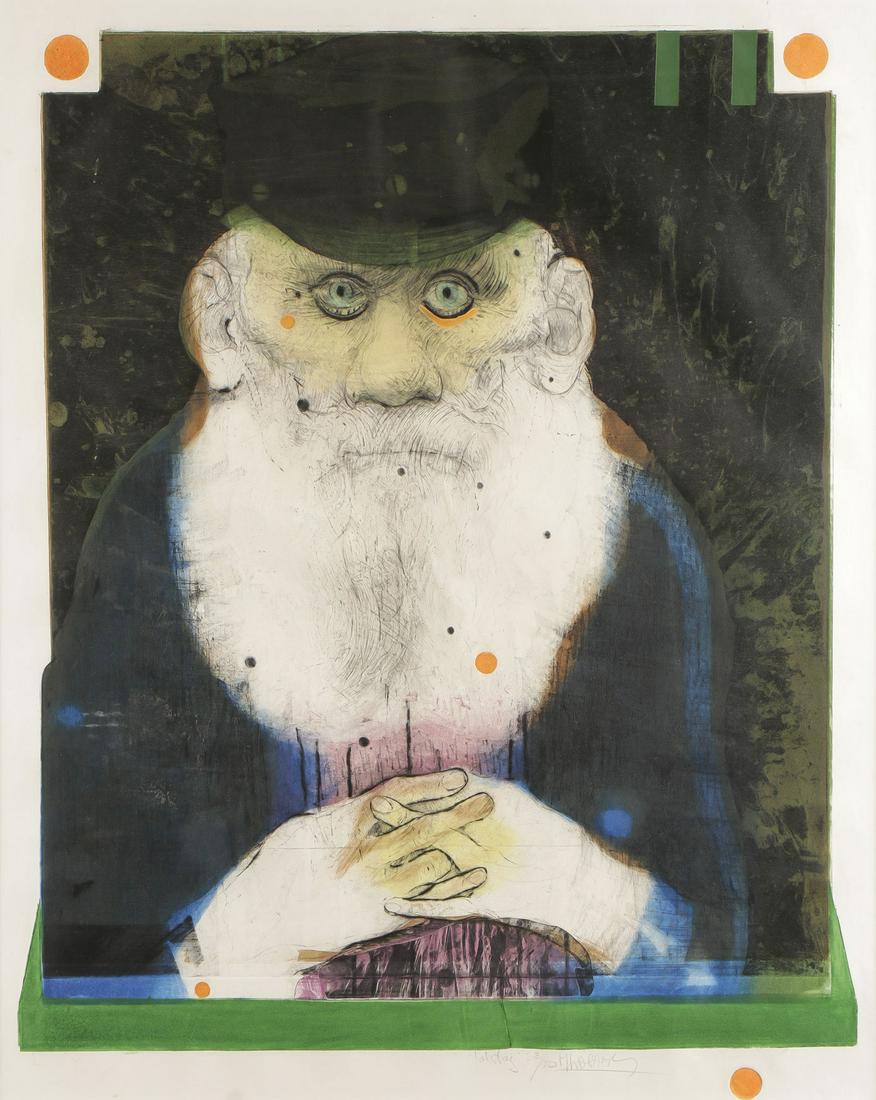 MAURICIO LASANSKY SIGNED ETCHING TOLSTOY: MAURICIO LEIB LASANSKY (American 1914-2021)Tolstoy Color aquatint etchingSigned, titled, and numbered 52/70 lower right31.25 inches x 25 inches, contained in a glazed frameSHI