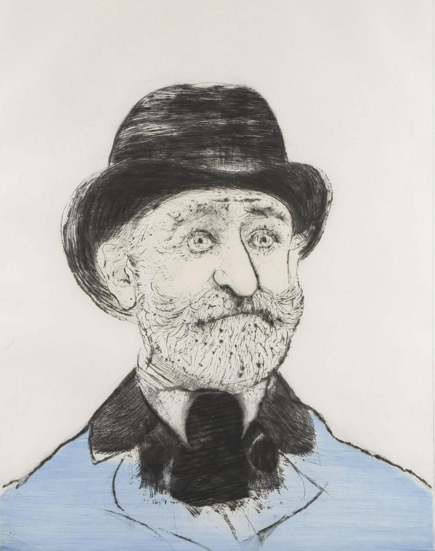 MAURICIO LASANSKY SIGNED PRINT GIUSEPPE VERDI: MAURICIO LEIB LASANSKY (American 1914-2021)Portrait of Giuseppe Verdi- 1984Color etching with drypointSigned, titled, and editioned 52/70 lower right30 inches x 23.5 inches, contained in a gla