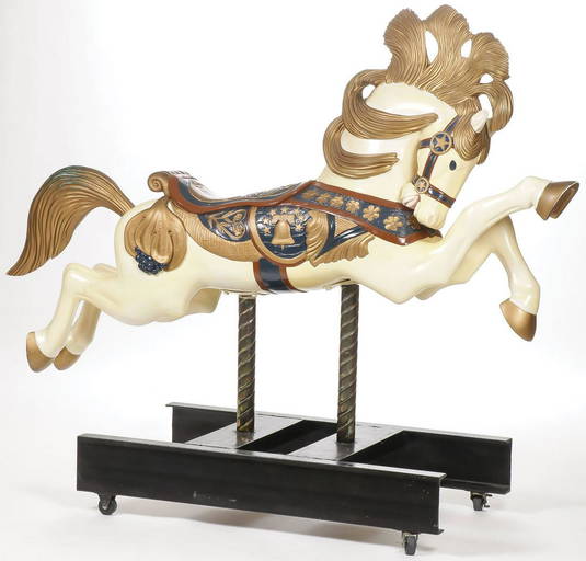 ATTRACTIVE FULL SIZE CAROUSEL HORSE ON STAND (0646) on Jul 19, 2022