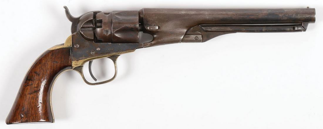 1862 COLT POLICE REVOLVER: 1862 COLT POLICE REVOLVER. In .36 caliber, five-shot fluted, 6.5-inch barrel, walnut grips, matching serial number 15899. SHIPPING NOTICE: Jackson's is your sole and only source for one stop packing a