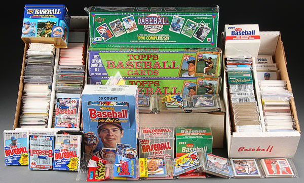 A LARGE COLLECTION OF BASEBALL TRADING CARDS (OVE: A LARGE COLLECTION OF BASEBALL TRADING CARDS (OVER 11,000), CIRCA 1960's-1990's. Including complete un-opened sets by Fleer 1989, Topps 1987, Upper Deck 1990; also consisting of various complete and i