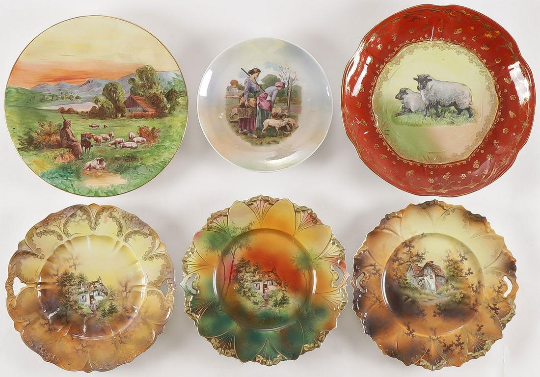 EUROPEAN PORCELAIN PICTORAL PLATES: EUROPEAN PORCELAIN PICTORAL PLATES. Various makers and scenes as shown. Greatest diameter 11.5 inches. SHIPPING NOTICE: Jackson's is your sole and only source for one stop packing and shipping.