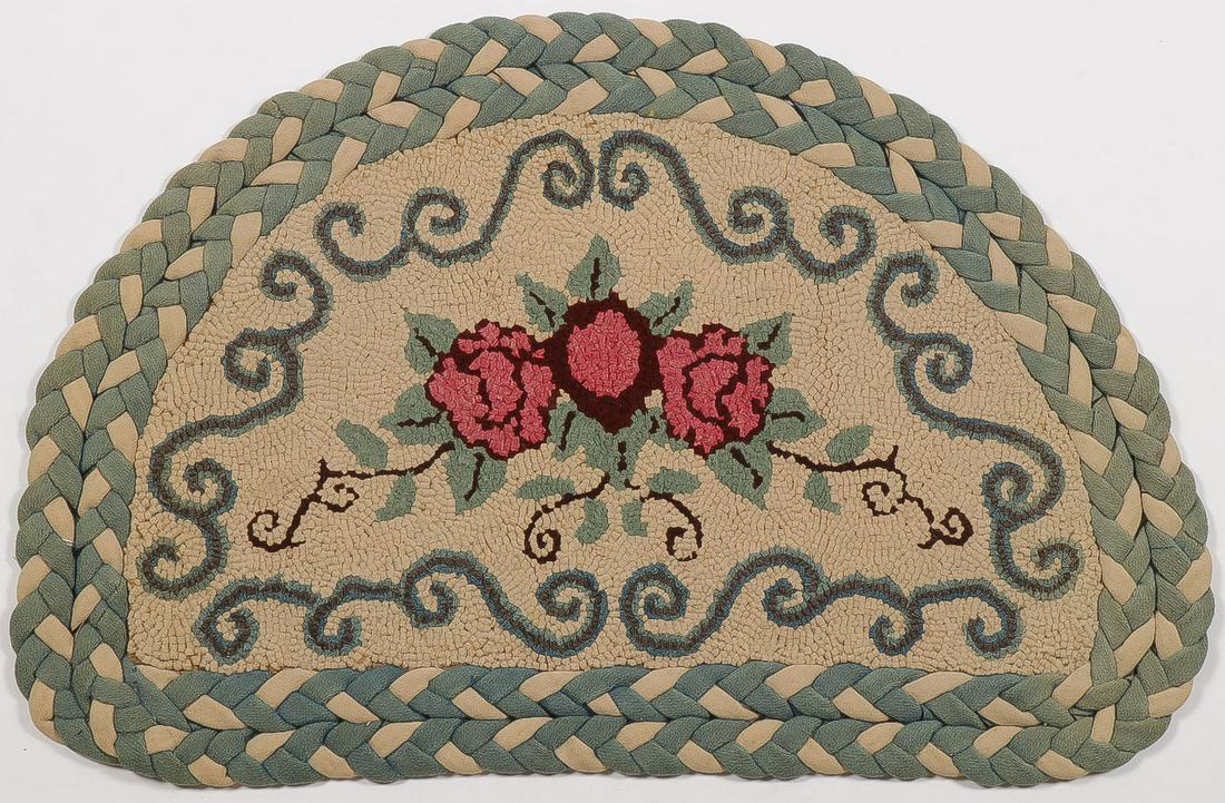VINTAGE HOOKED RUG GROUP: VINTAGE HOOKED RUG GROUP. Comprising four individual rugs with floral decoration, the largest 38 inches x 22 inches. SHIPPING NOTICE: Jackson's is your sole and only source for one stop packing