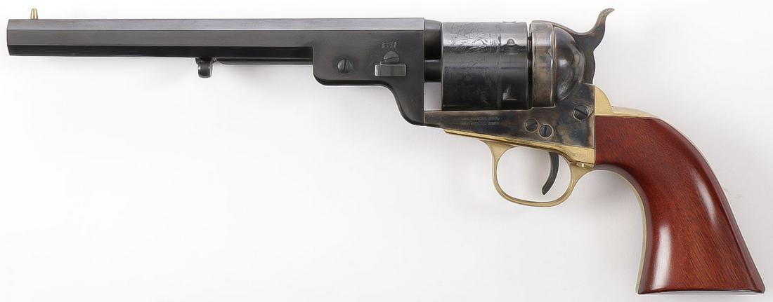 A RICHARDS MASON REPLICA REVOLVER: A RICHARDS MASON REPLICA REVOLVER. Comprising an Uberti Italian Replica of the 1871 Richards Mason revolver in .38 cal with 7.5-inch octagon barrel. Appears unused in original box. SN 24093. CURRE