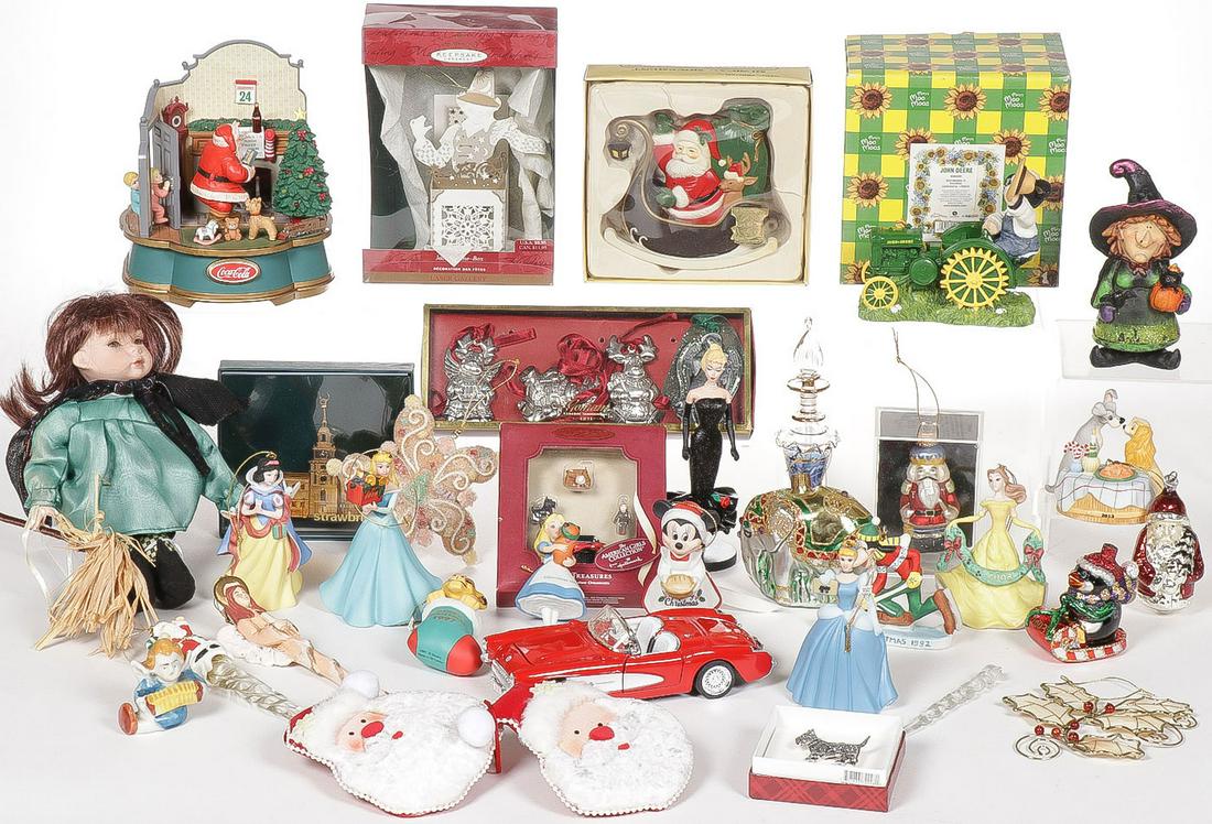 MIXED LOT OF CHRISTMAS DECORATIONS: MIXED LOT OF CHRISTMAS DECORATIONS. Comprising over 35 individual pieces including ornaments, musical Santa, a model car, and other items as shown. SHIPPING NOTICE: Jackson's is your sole and onl