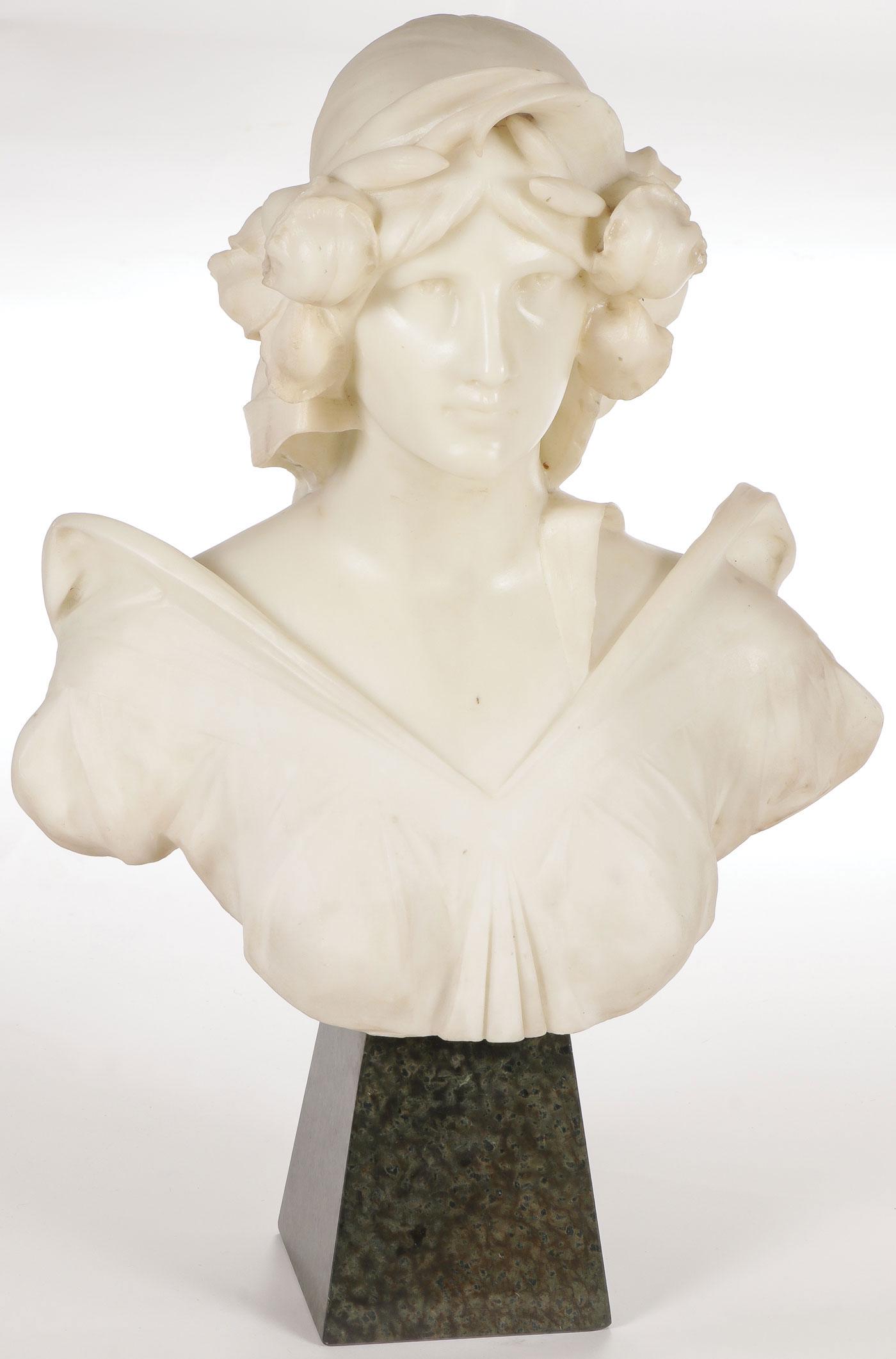 FINE ART NOUVEAU MARBLE BUST C 1890 (1 of 2)