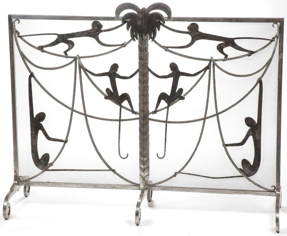 FRENCH ART DECO MONKEY FIRE SCREEN C. 1930 (1 of 3)
