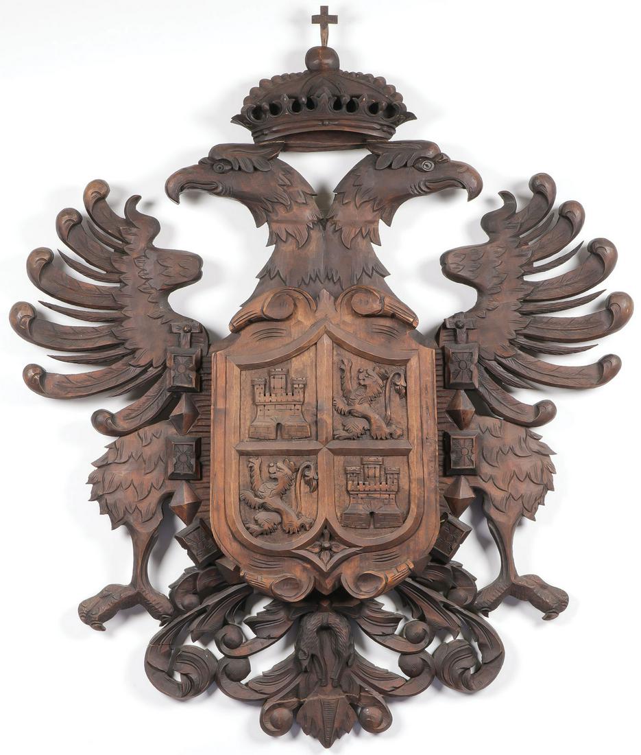 LARGE & IMPRESSIVE CARVED WOOD SHIELD (1 of 1)