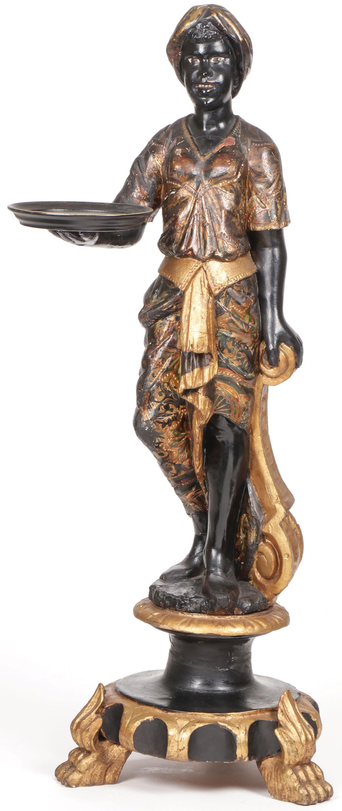 CARVED VENETIAN BLACKAMOOR FIGURAL STAND (1 of 2)