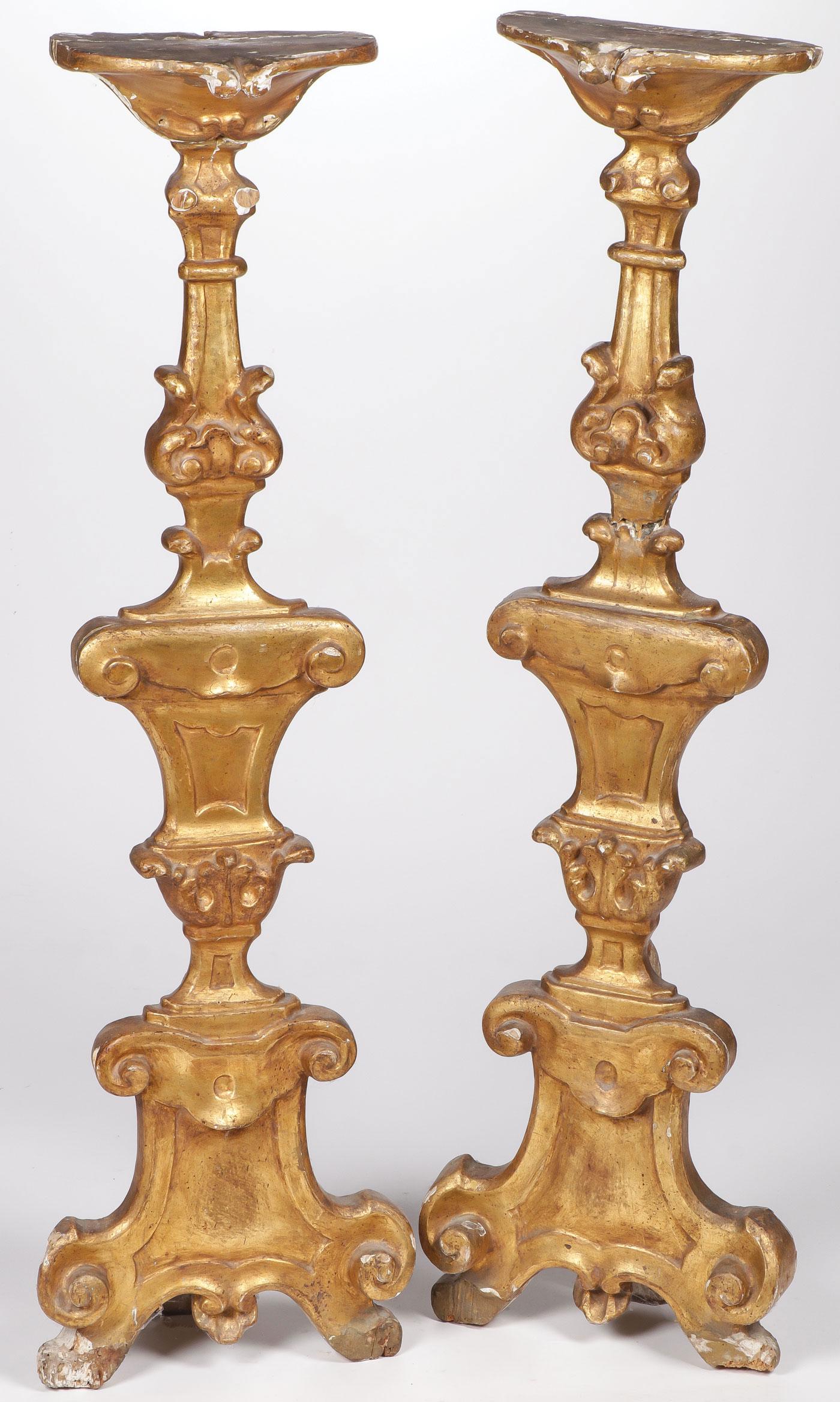 PAIR OF CARVED GILT WOOD STANDS 18TH C (1 of 1)