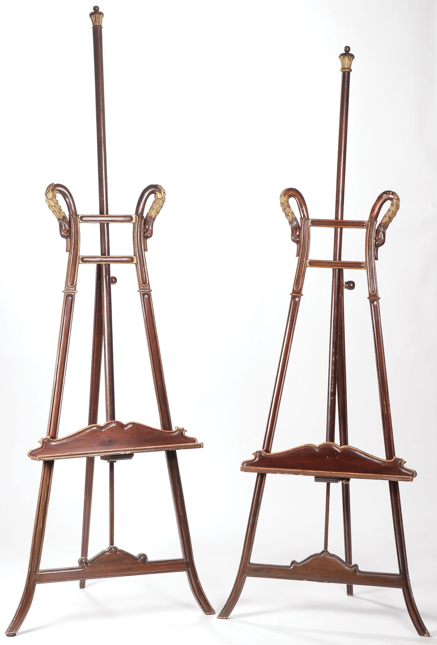 PR OF ORNATE ADJUSTABLE MAHOGANY EASELS (1 of 2)