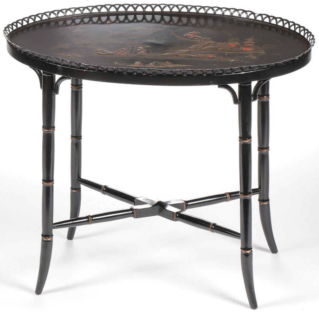 CHINOISERIE LACQUERED TRAY & STAND (1 of 2)