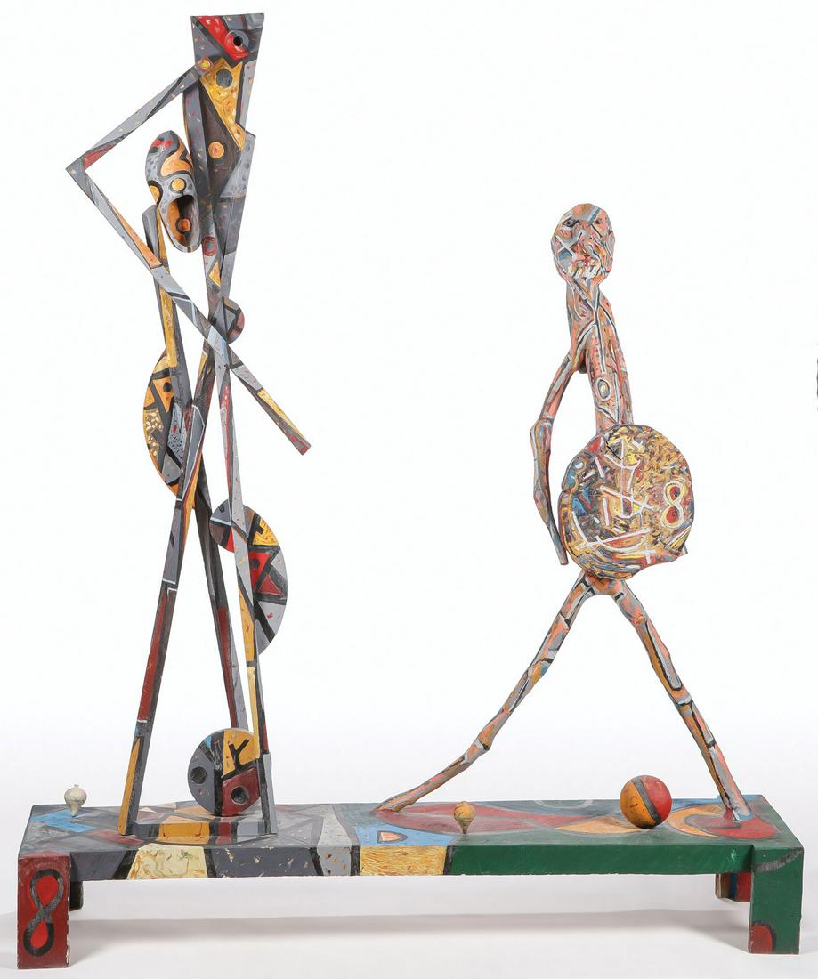 LARGE MODERN WOOD SCULPTURE SCANGA (1 of 3)