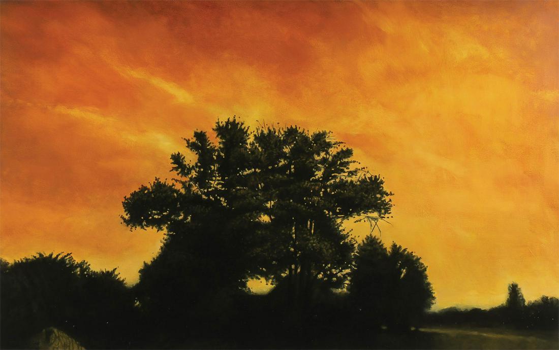 LARGE ORIGINAL MODERN ART OIL ON CANVAS: DON POLLACK (American b. 1958 - )Looks to the Night Oil on canvasSigned and titled on verso30.25 inches x 48 inchesProvenanceDeaccessioned from a private U.S. co