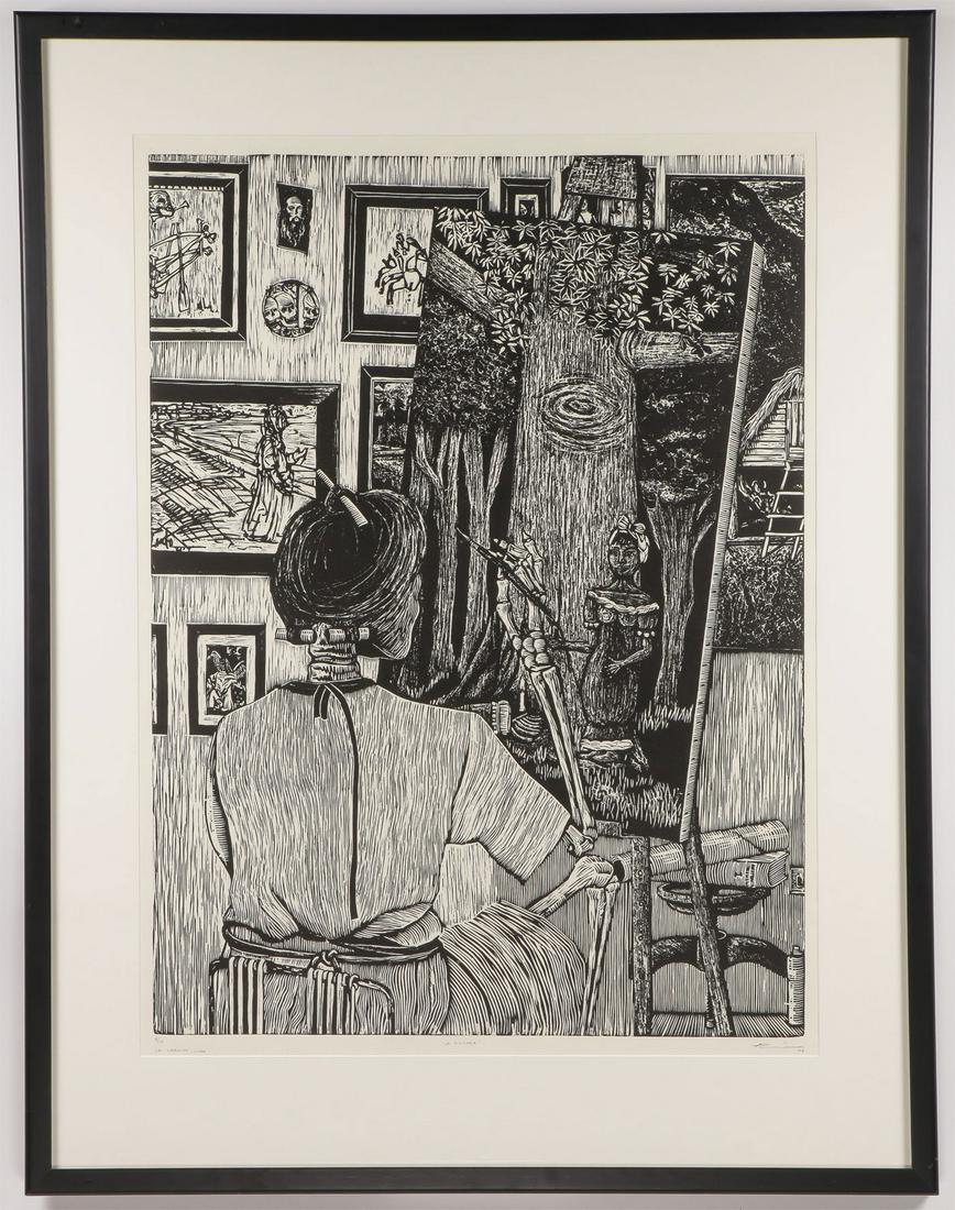 GREAT SIGNED CUBAN WOOBCUT SIGNED (1 of 3)