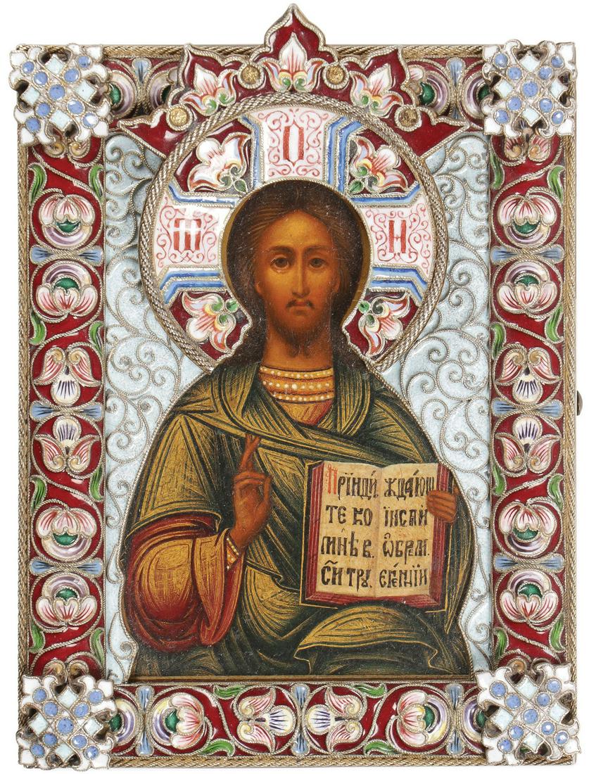 A FINE RUSSIAN ICON OF CHRIST FEODOR RUCKERT (1 of 3)