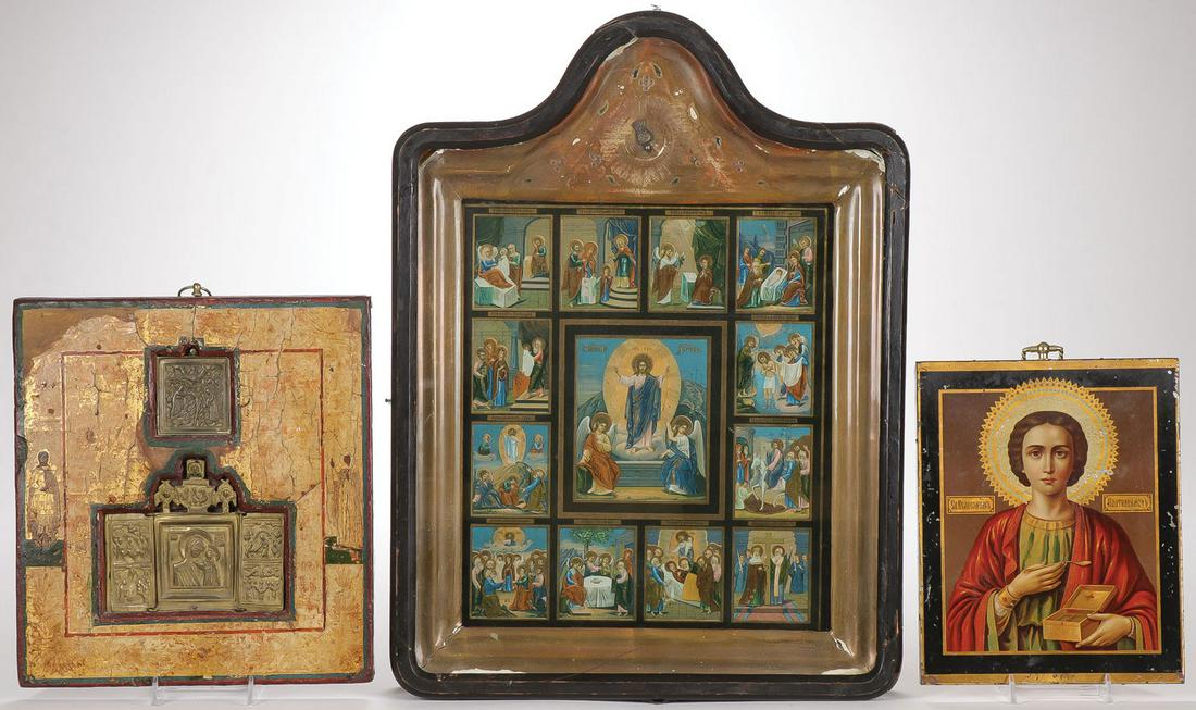 THREE VINTAGE RUSSIAN ICONS (1 of 4)