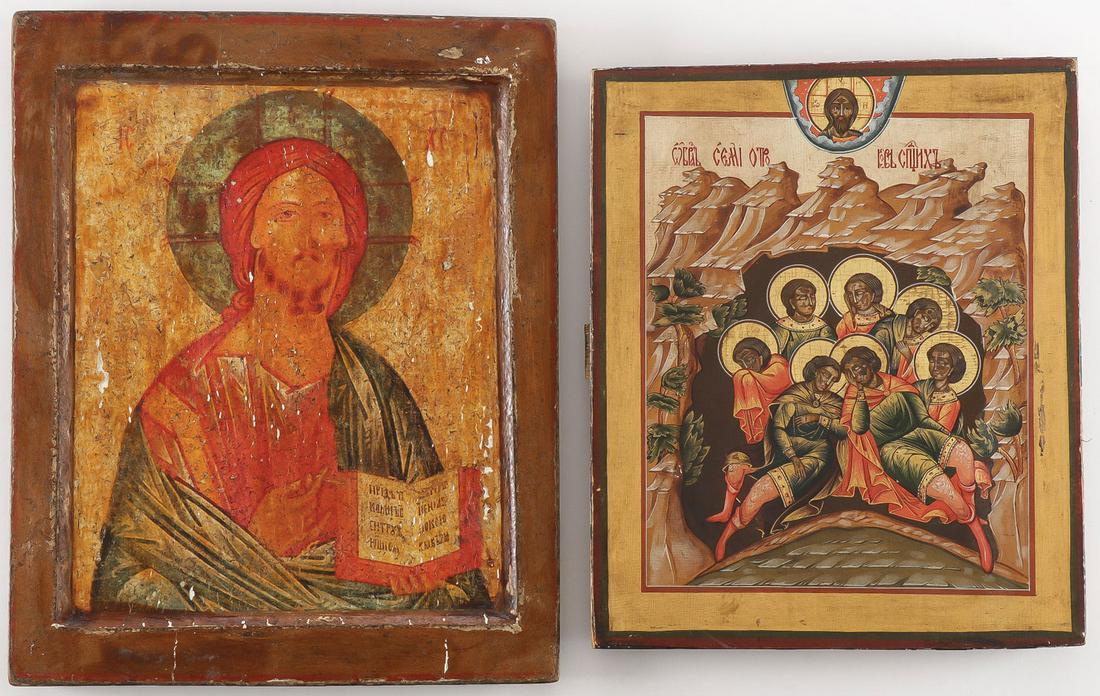 A PAIR OF RUSSIAN ICONS (1 of 3)