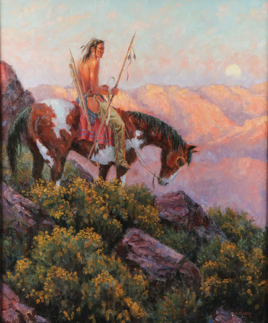 LARGE AMERICAN INDIAN PAINTING ROBERT WINTER (1 of 4)