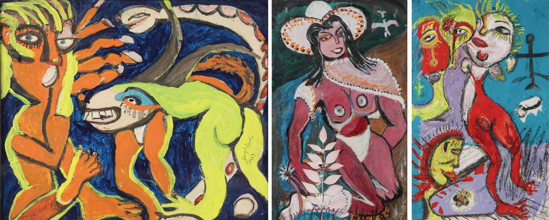 3 ORIGINAL NAÏVE/FOLK ART PAINTINGS, HARDIN (1 of 6)