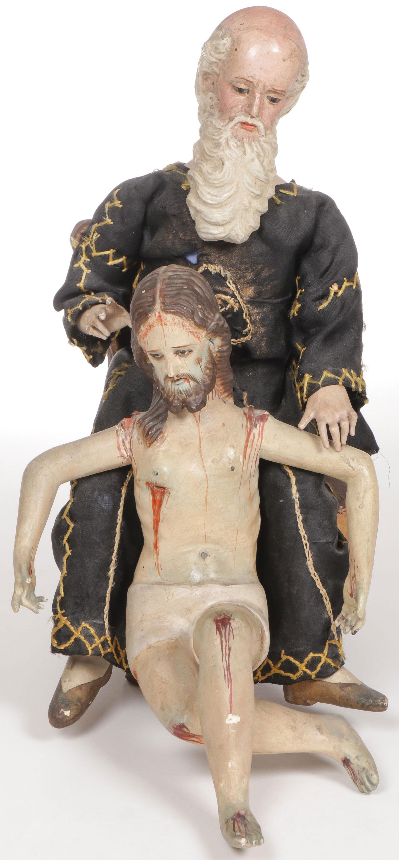 SPANISH COLONIAL CARVED TRINITY GROUP 19TH C (1 of 3)