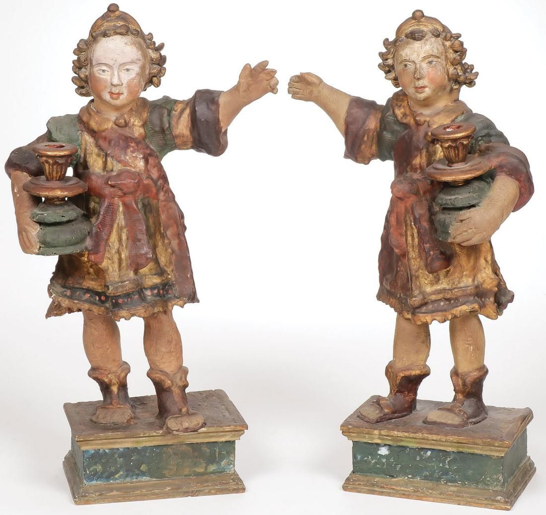 PAIR OF CARVED FIGURAL CANDLESTANDS PROBABLY 18TH (1 of 3)