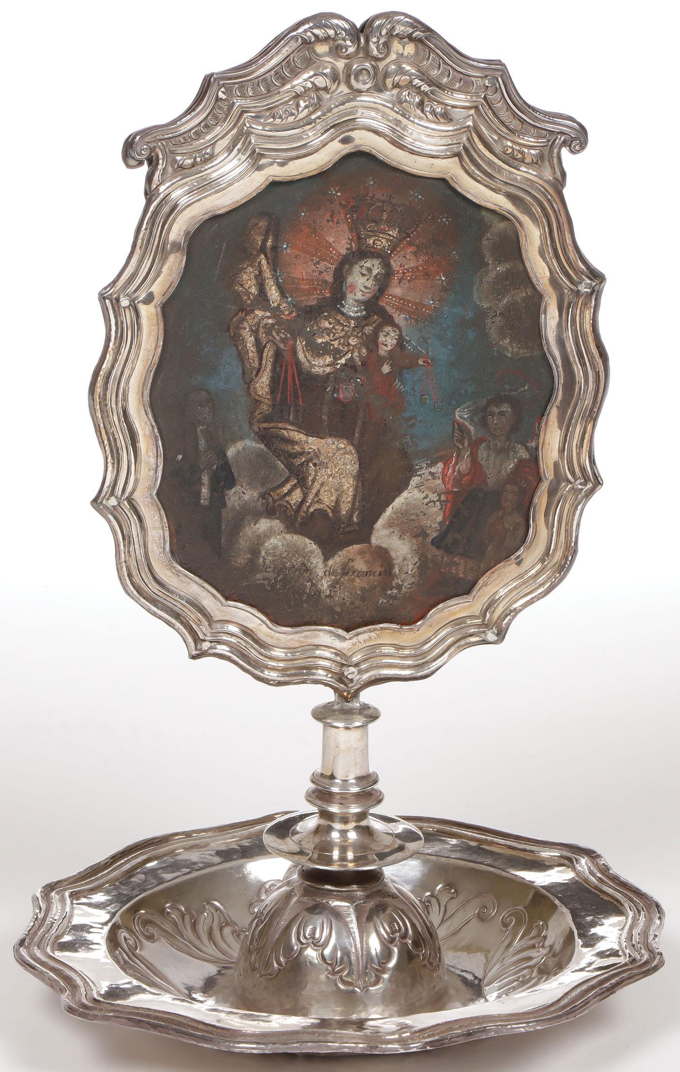 SPANISH COLONIAL SILVER ALMS BOWL 19TH C (1 of 4)