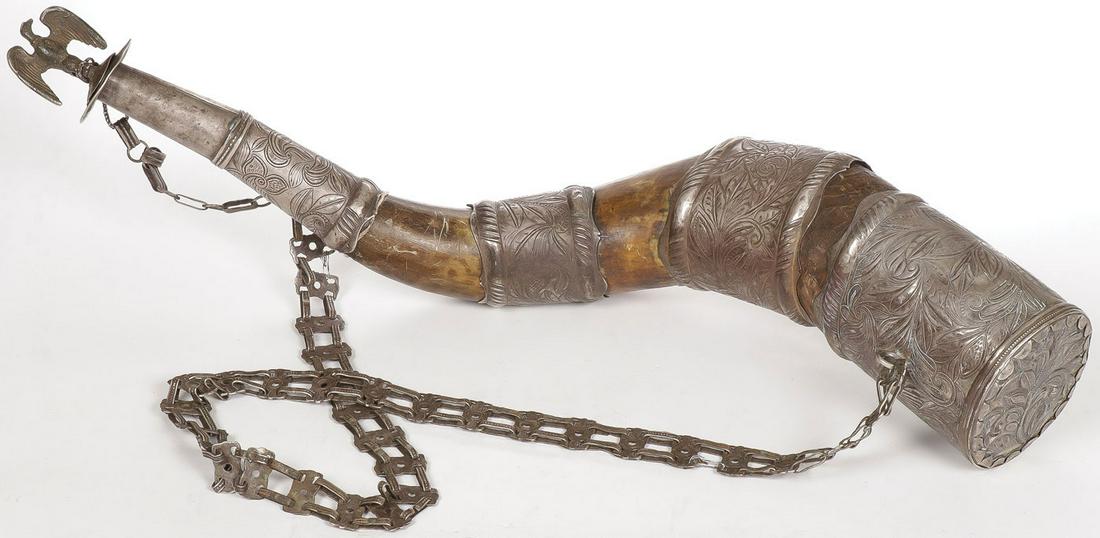 SPANISH COLONIAL CEREMONIAL DRINKING HORN (1 of 4)