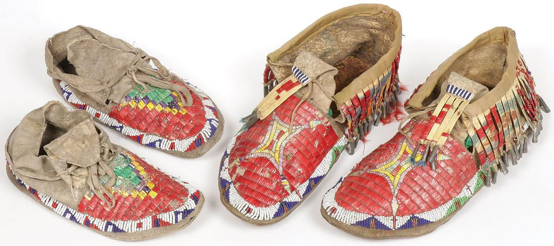 PR OF SIOUX QUILLED & BEADED MOCCASINS C 1890 (1 of 1)