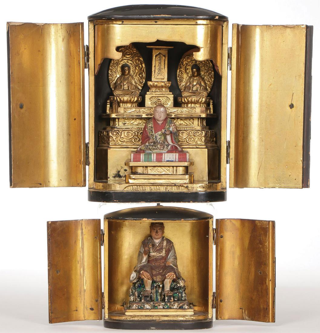PAIR OF JAPANESE ZUSHI SHRINES, EDO (1 of 6)