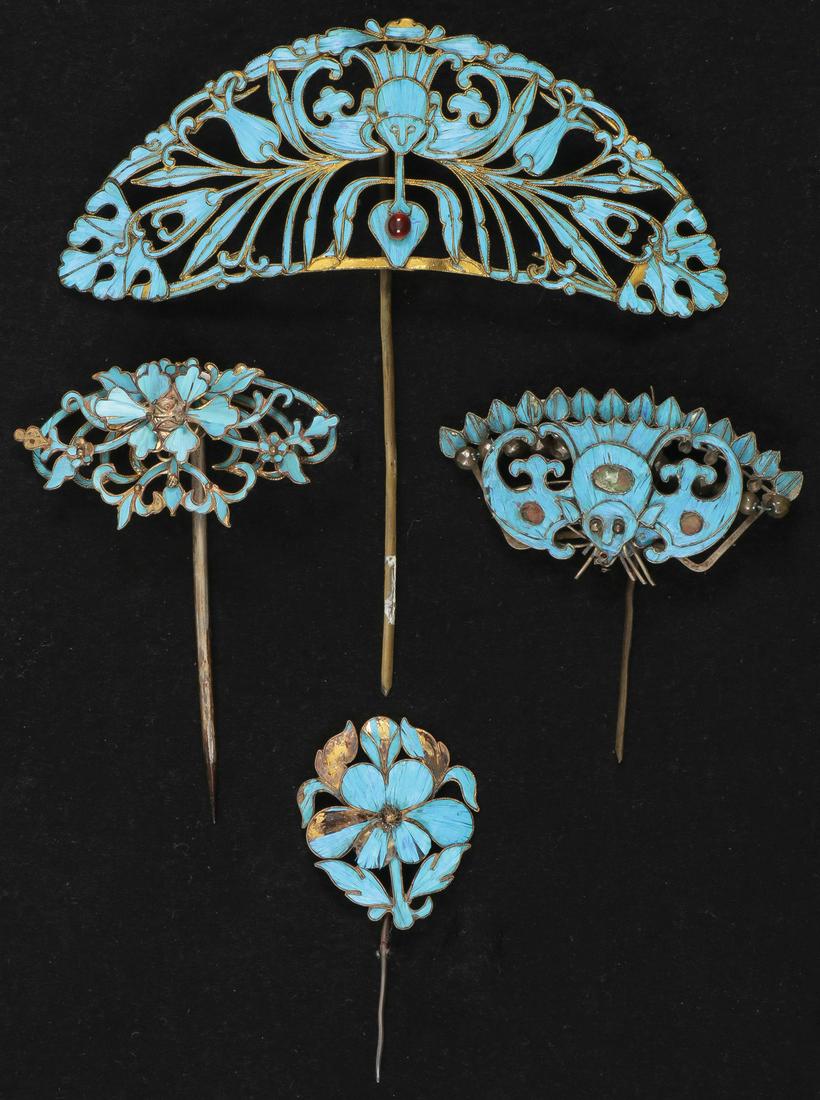 CHINESE KINGFISHER HAIRPINS 19TH & 20TH C (1 of 1)