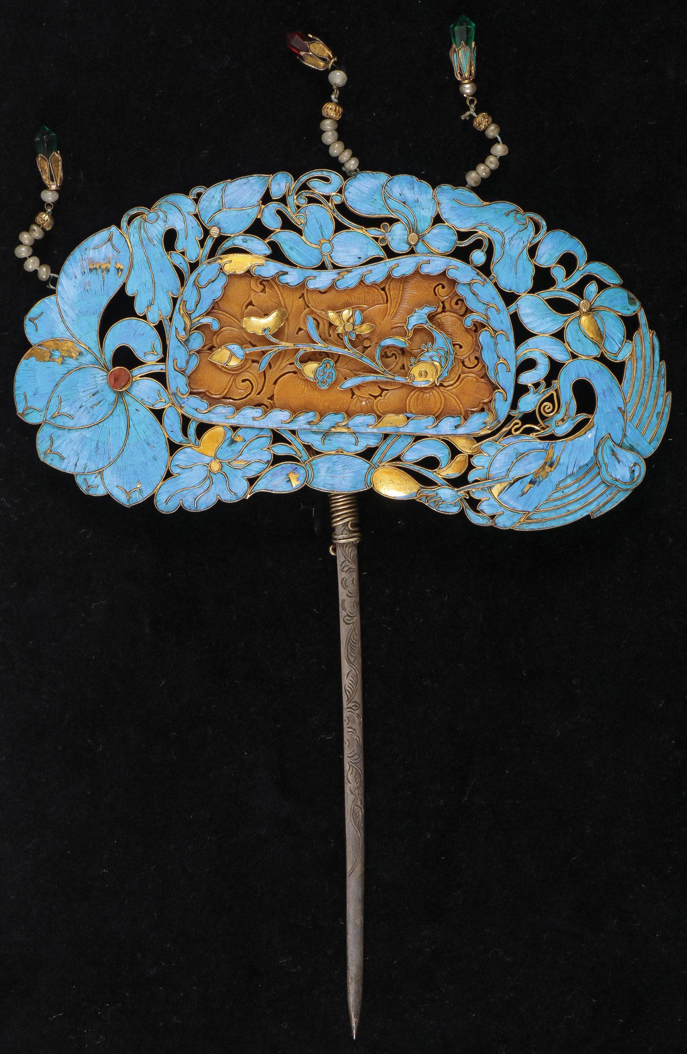 LARGE CHINESE KINGFISHER HAIRPIN (1 of 2)