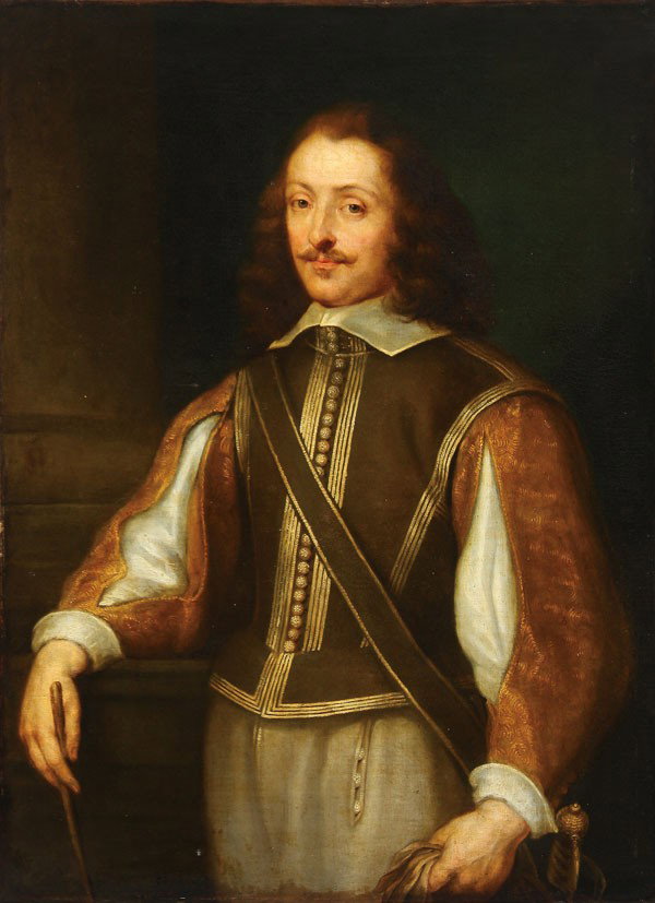OLD MASTER PAINTING, FOLLOWER VAN DYCK : Follower of SIR ANTHONY VAN DYCK (Flemish 1599-1641). Portrait of a Gentleman Wearing Sword. Oil on canvas (unframed). Unsigned. 43 inches x 32 inches (109.3 cm x 81.4 cm). Provenance: Sotheby's, Olym