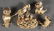 601: A GROUP OF 4 YELLOW GOLD BIRD AND DOG FORM BROOCHE