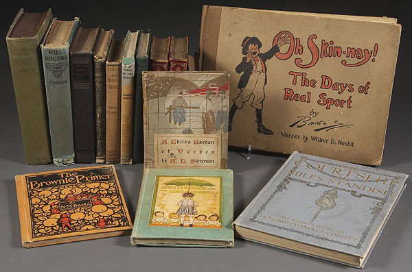 ANTIQUE BOOKS, A GROUP OF 15, EARLY 20TH CENTURY: ANTIQUE BOOKS, A GROUP OF 15, EARLY 20TH CENTURY. Including “The Brownie Primer” by N.M. Banta, “An Encyclopedia of the Violin” by Alberto Bachmann, “A Childs Garden of Verses” by R.L. Ste