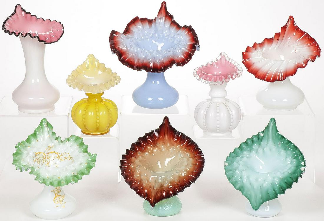 EIGHT JACK-IN-THE-PULPIT ART GLASS VASES (1 of 1)
