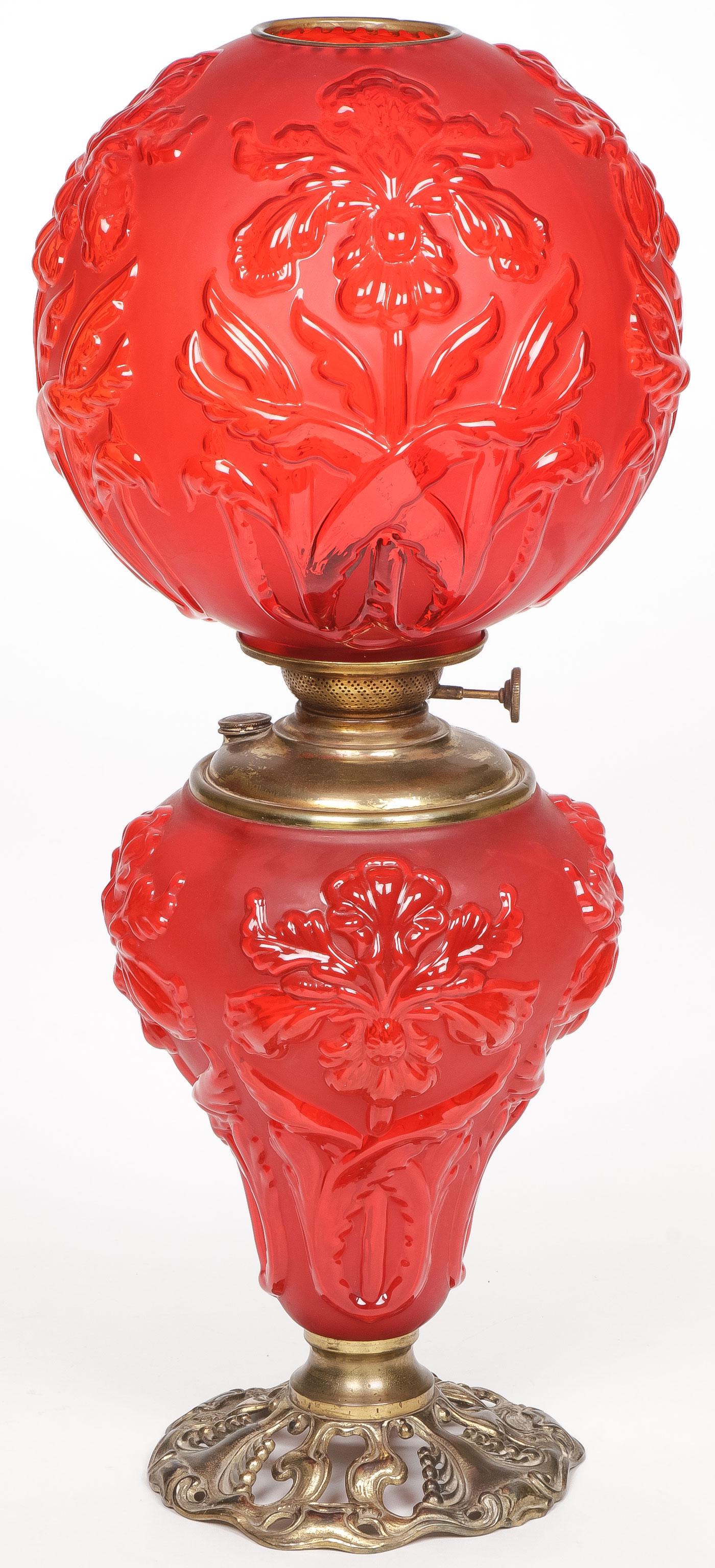 RED SATIN PARLOR LAMP (1 of 1)