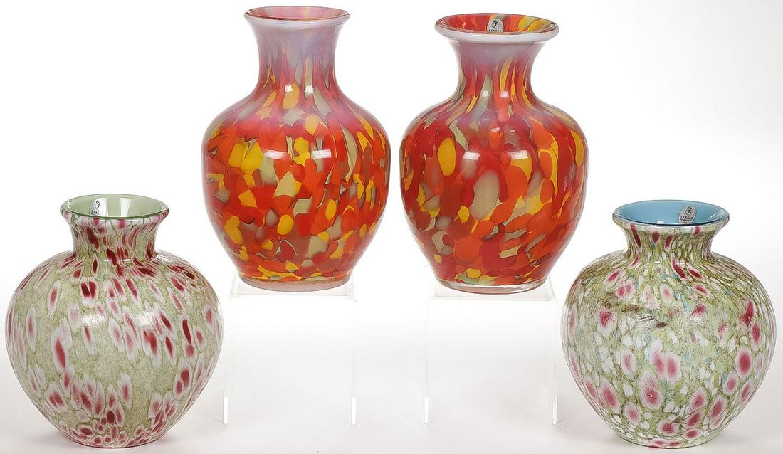 TWO PAIRS ATTRACTIVE DAVE 'FETTY' FENTON VASES (1 of 1)
