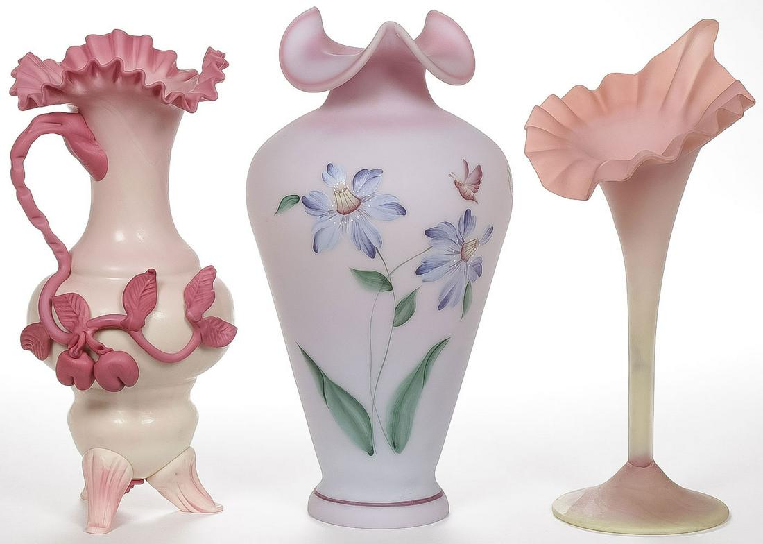 THREE GOOD ART GLASS VASES (1 of 2)