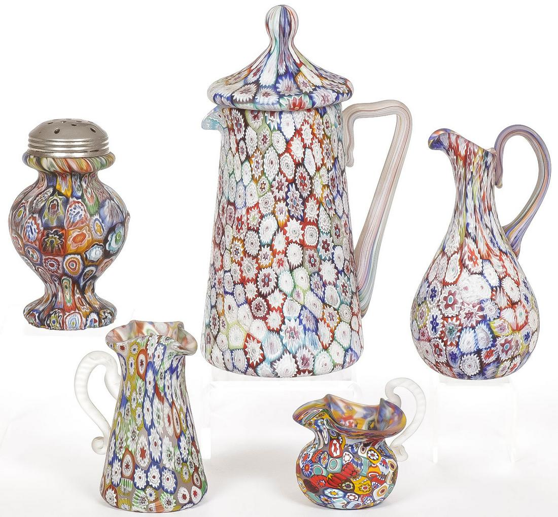 FIVE PIECES NICE MILLEFIORI TABLEWARES (1 of 2)