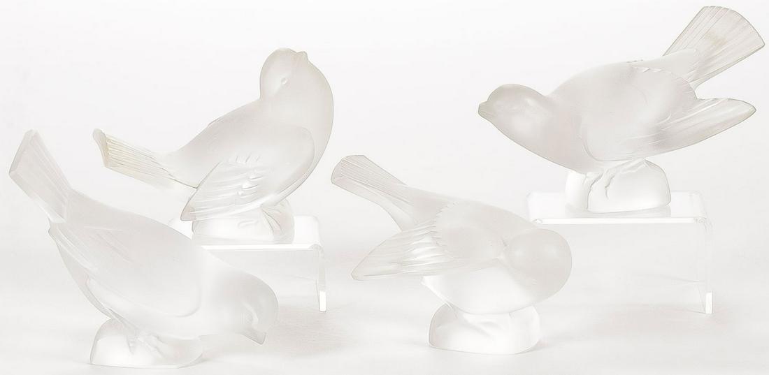 FOUR LALIQUE FRANCE CRYSTAL DOVE PAPERWEIGHTS (1 of 3)