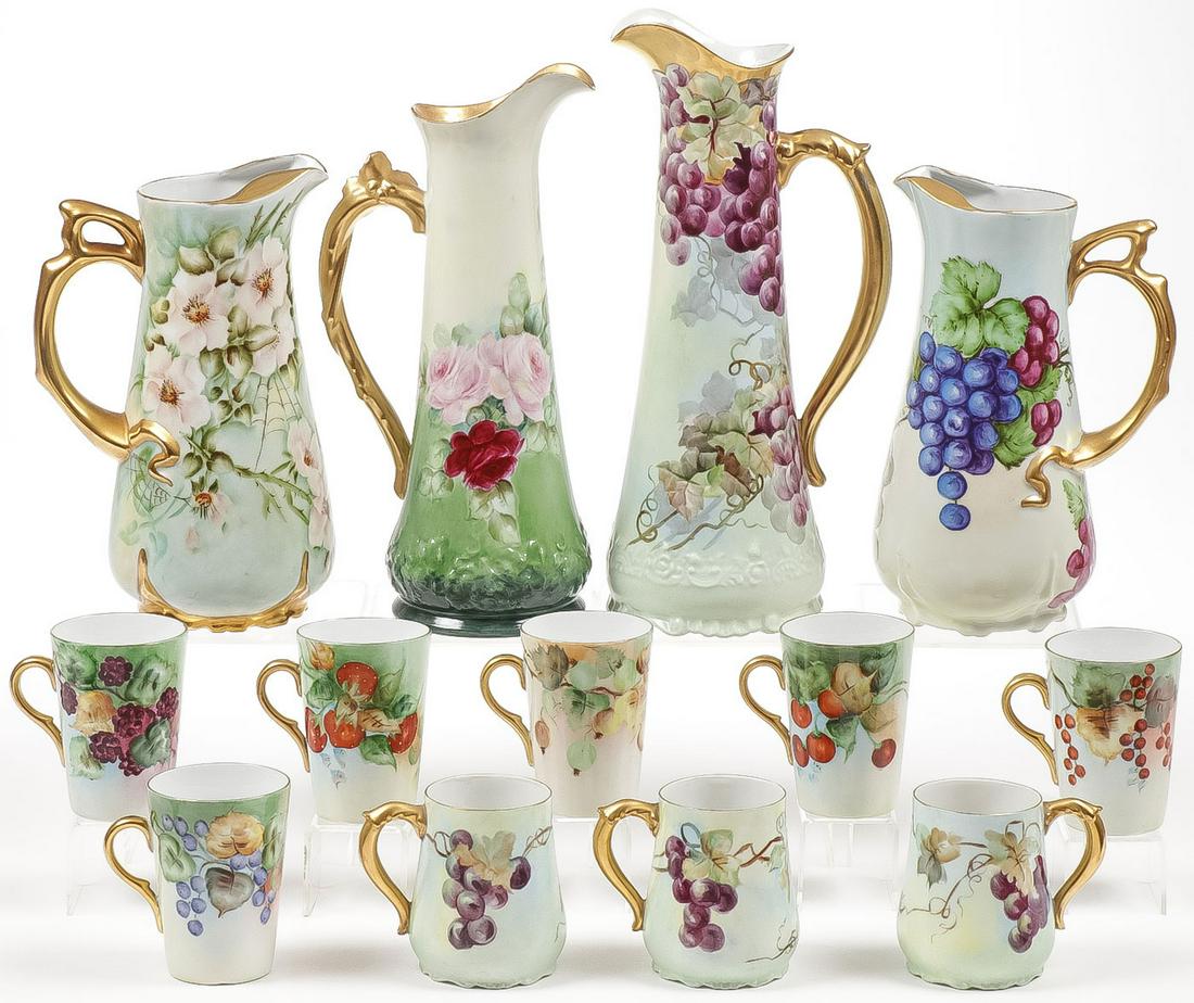 HAND PAINTED PORCELAIN PITCHERS AND MUGS (1 of 2)