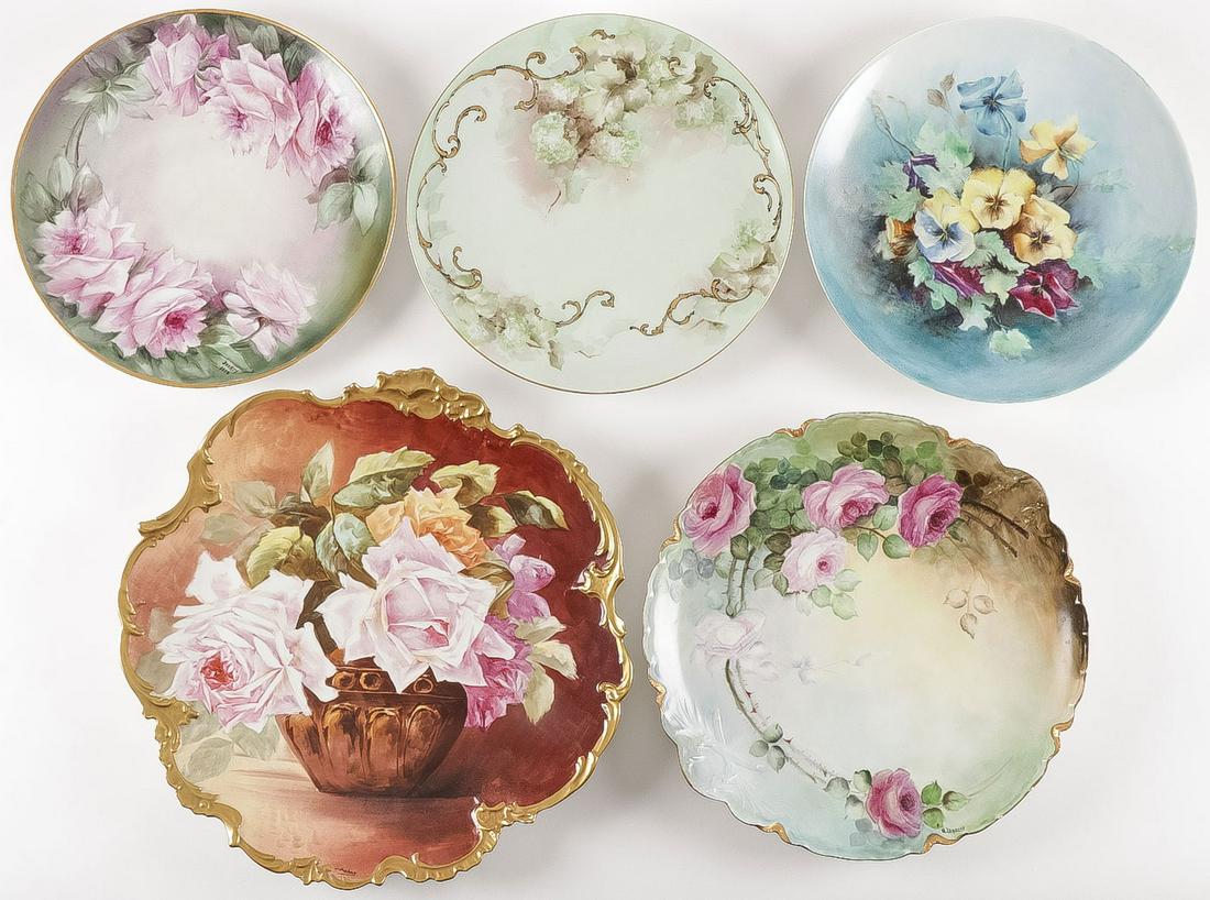 5 HAND PAINTED LIMOGES CHARGERS (1 of 2)