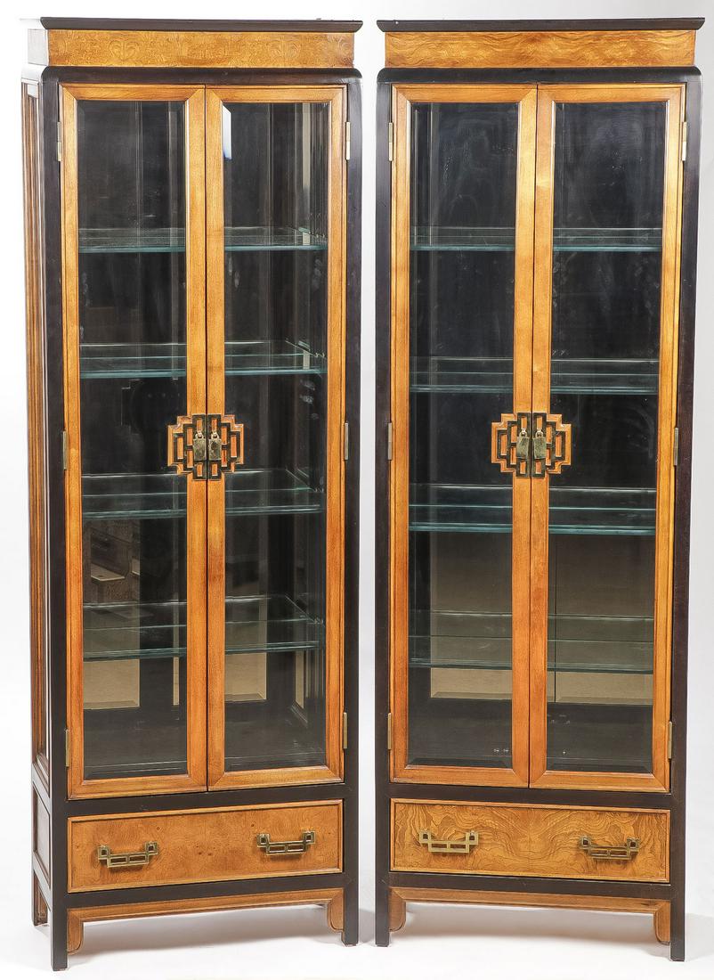LOVELY PAIR AISIAN STYLE CURIO CABINETS (1 of 1)