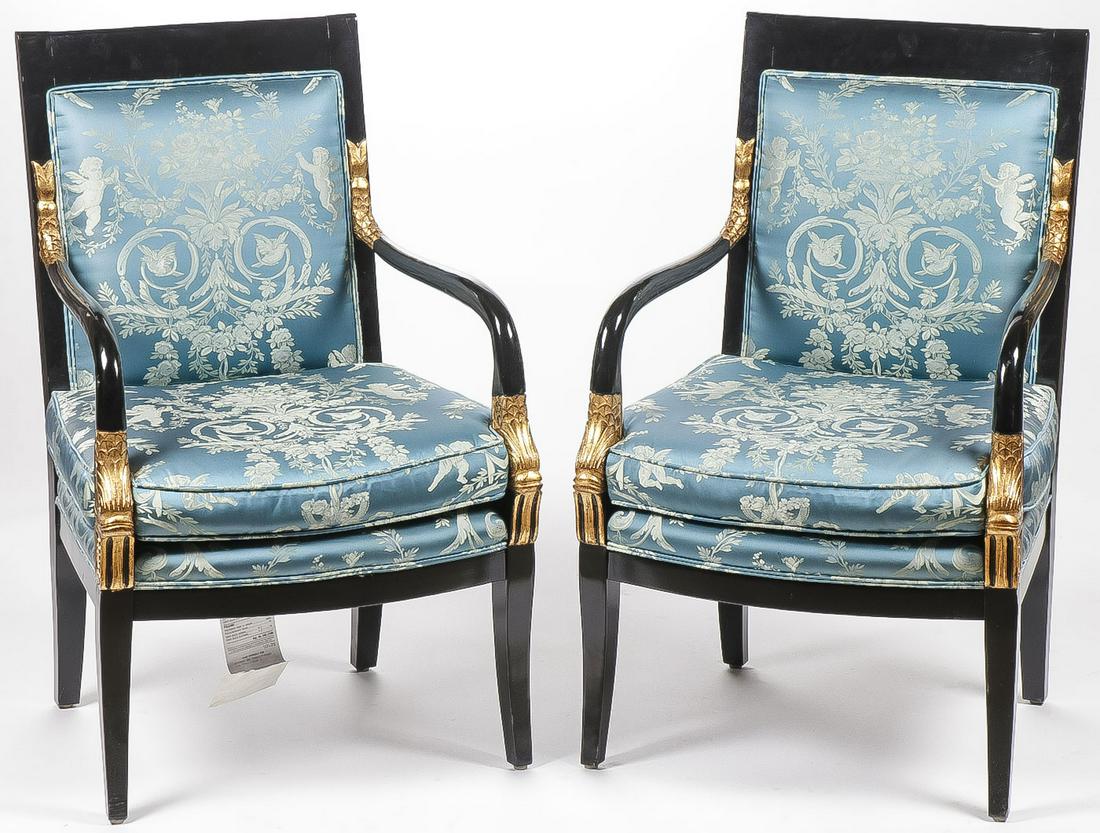LOVELY PAIR OF EBONIZED SIDE CHAIRS (1 of 2)