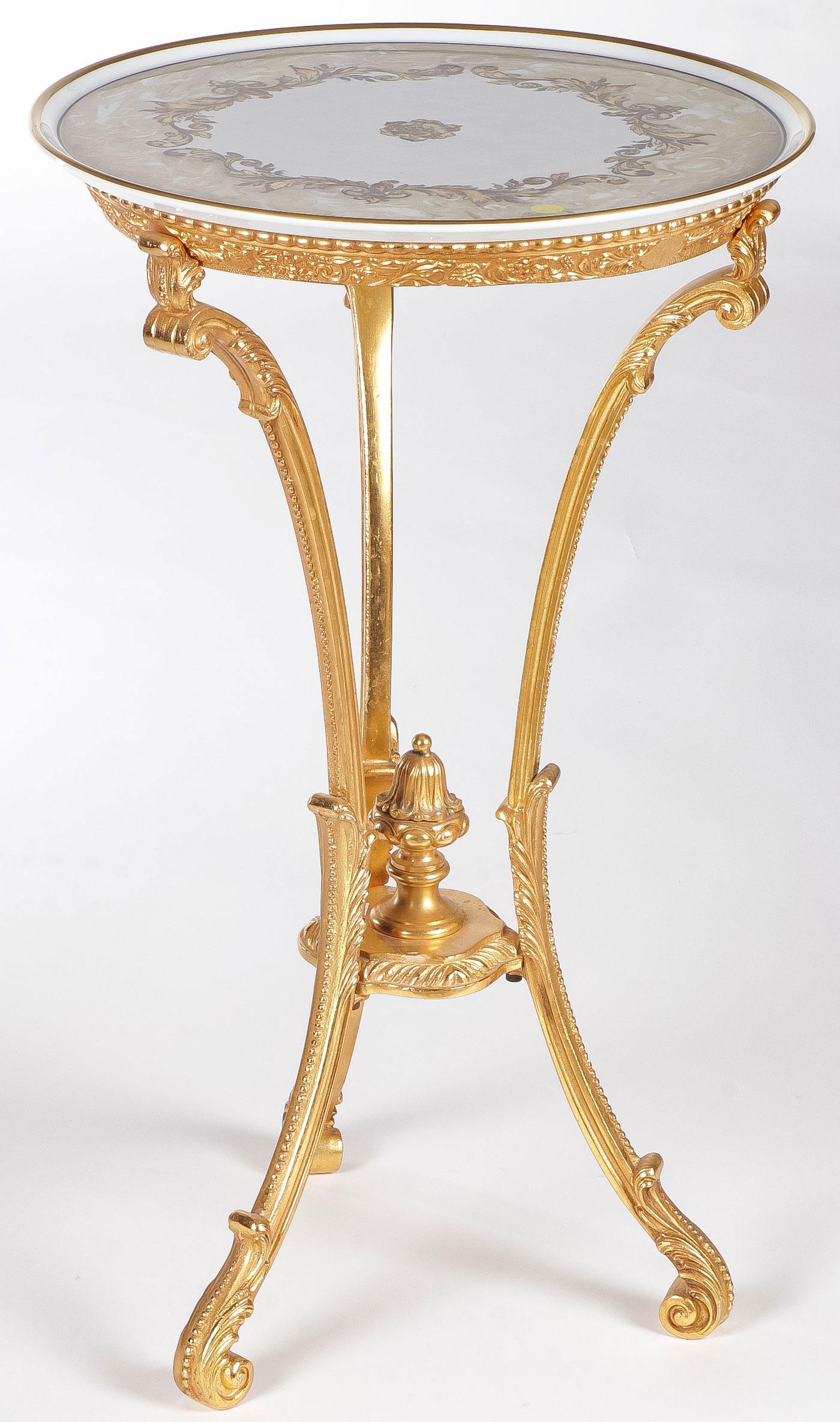GILT PORCELAIN STAND (1 of 2)
