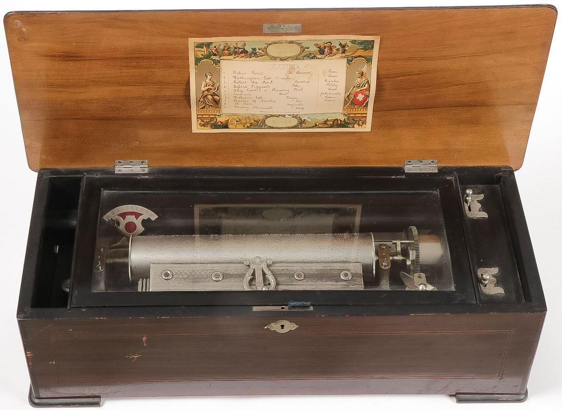 Beautiful Swiss Cylinder Music Box. Auction