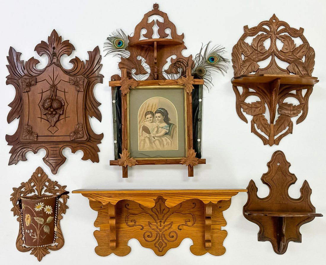 GROUP VICTORIAN WALNUT WALL SHELVES (1 of 1)