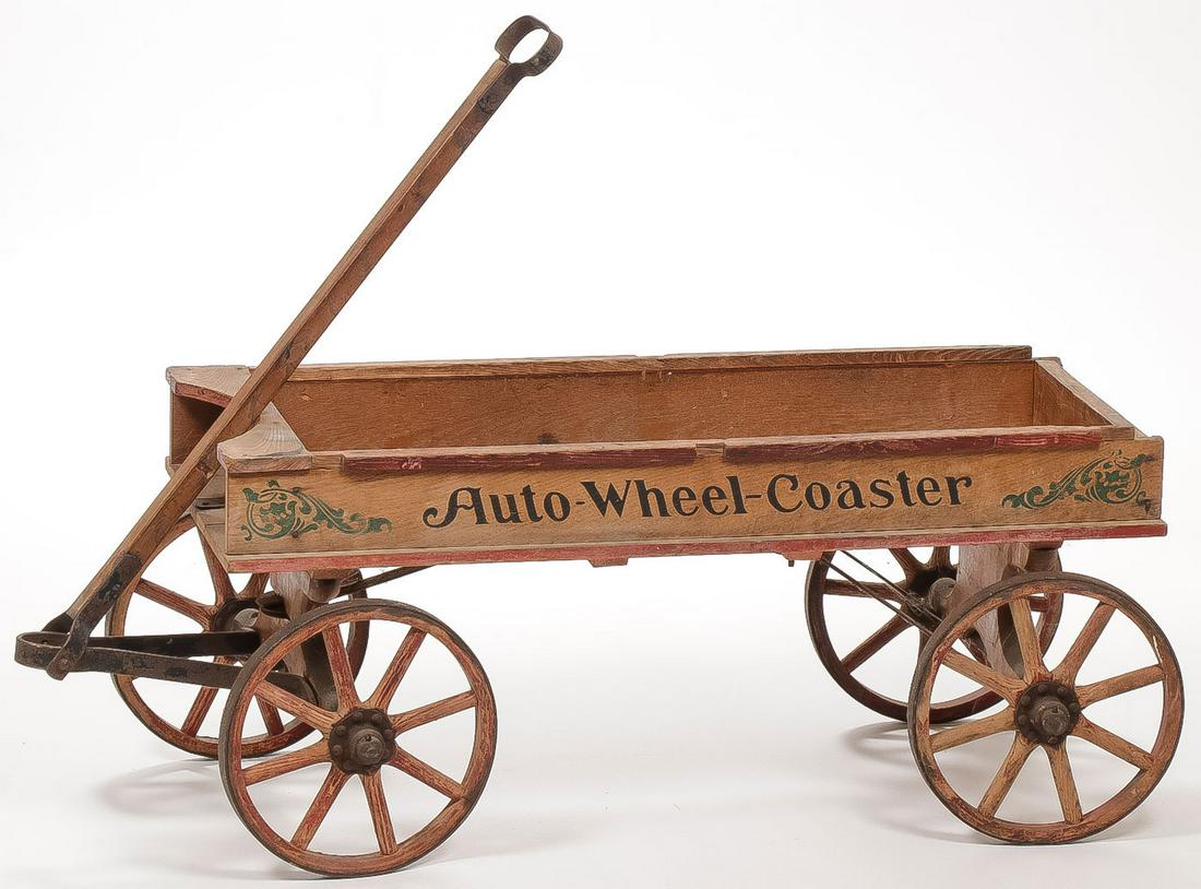 A GOOD AUTOWHEEL-COASTER WAGON: A GOOD AUTOWHEEL-COASTER WAGON. In original finish. Overall length 34 inches.SHIPPING NOTICE:Jackson's is your sole and only source for one stop packing and shipping. With over 50 years of experienc