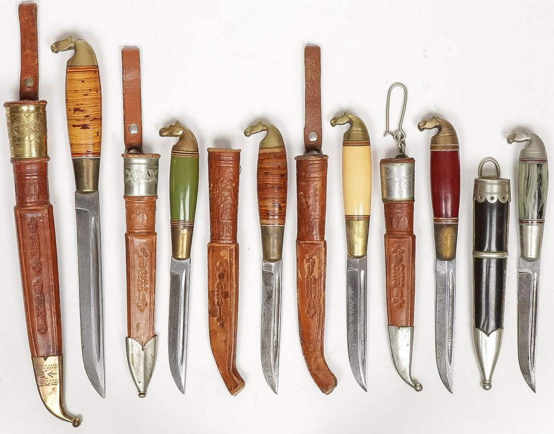 Six Vintage Kauhava Horse Head Puukko Knives Auction